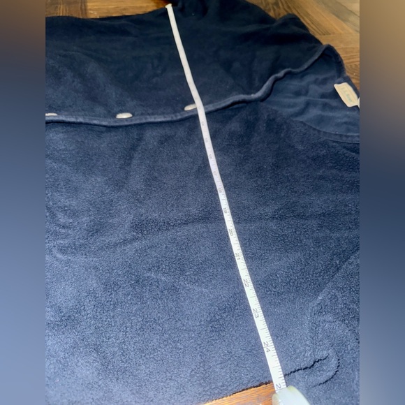 LL Bean Navy Cotton Blend w/Unique Pewter Buttons Sherpa Texture V-Neck Cardigan - Picture 6 of 7